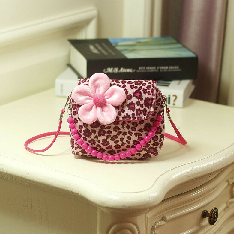 Mooie Baby Meisjes Kids 3D Bloem Mini Rits Schouder Messenger Purse Bag Leopard Candy Kleur Portemonnees