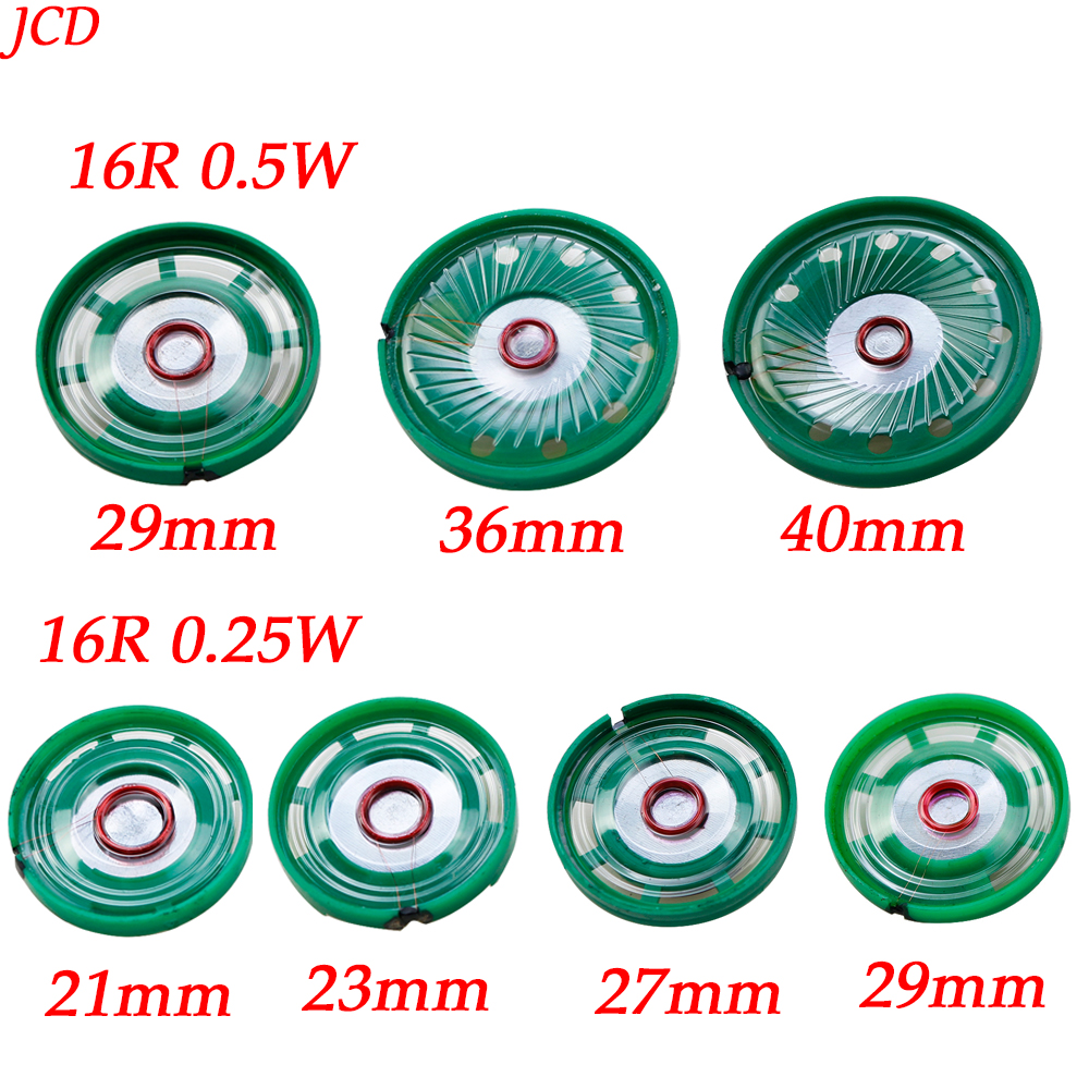 1 Uds 16 Ohm 0,25 W 0,5 W 16 Ohm timbre magnético externo altavoz de juguete 16R diámetro 21mm 23mm 27mm 29mm 36mm 40mm