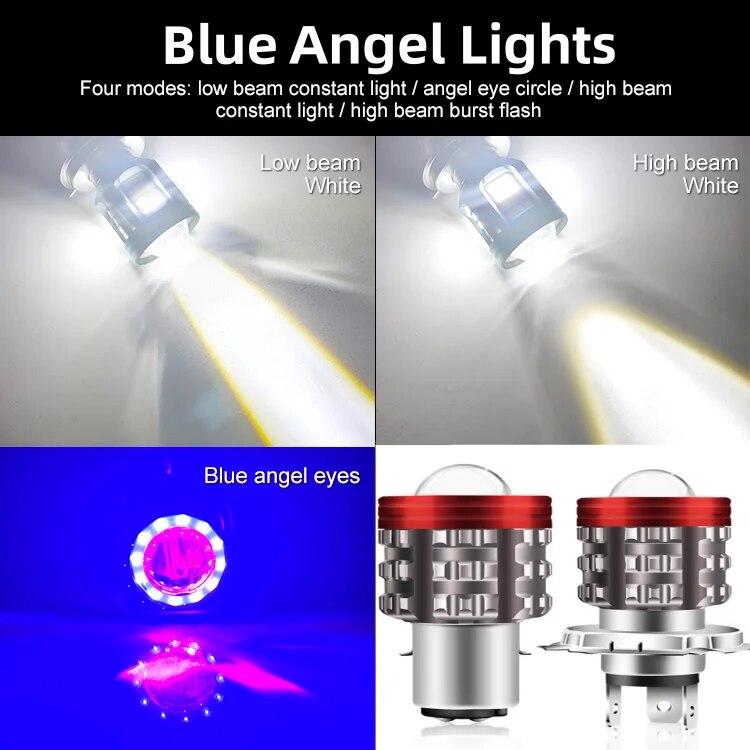 Universal h4 led motorrad scheinwerfer ba20d h6 engel auge motor led lampe motorrad scheinwerfer weiß gelb fernlicht 12-80v: Lavendel / H4