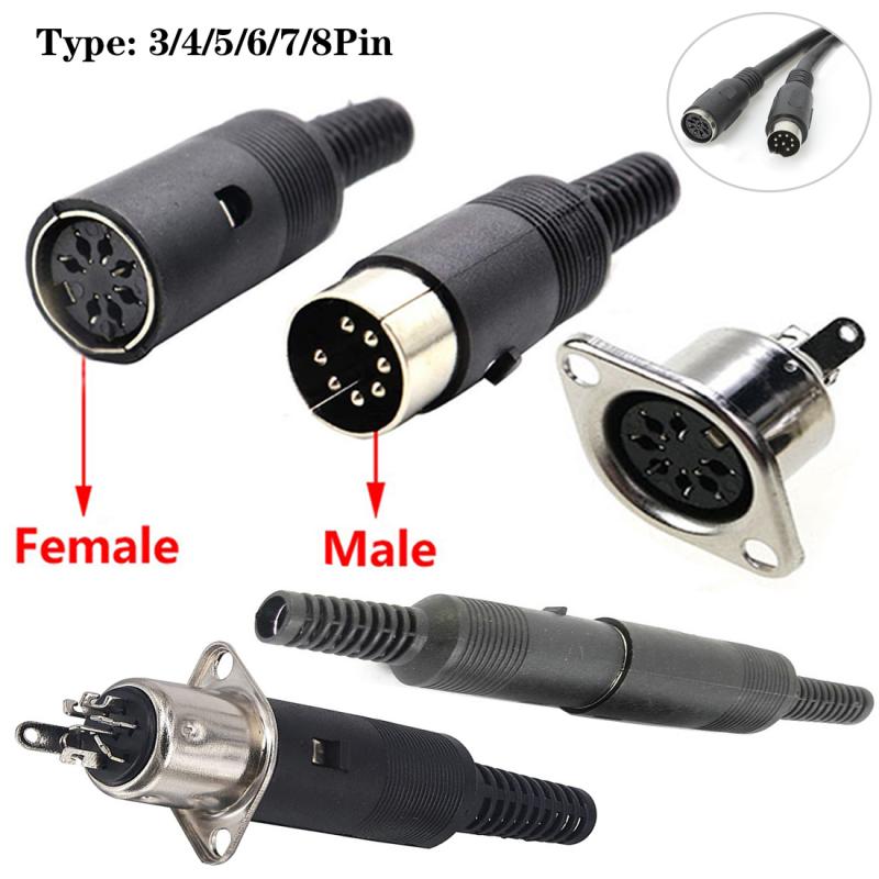3/4/5/6/7/8 pin DIN man vrouw plug met plastic handvat en vrouwelijke socket behuizing paneelmontage chassis connector solderen