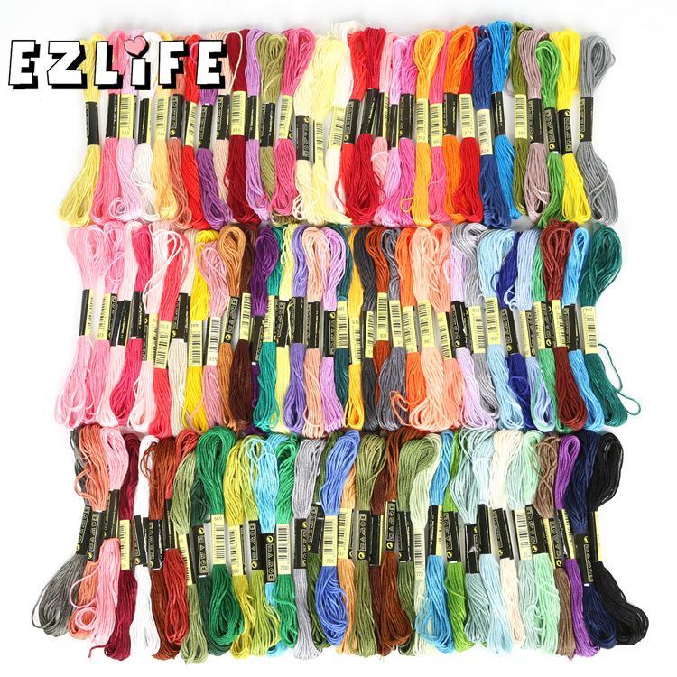 Lote de 8 unidades multicolor de hilos DMC de 7,5 m de largo, accesorios para bordado de punto de cruz, herramientas para costura de hilos de algodón Sewi X6W5