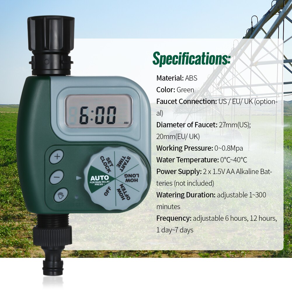 Garden Automatic Water Timer Irrigation Controller System Sprinkler Controller Programmable Valve Hose Faucet Watering Timer: Type 2 US Plug