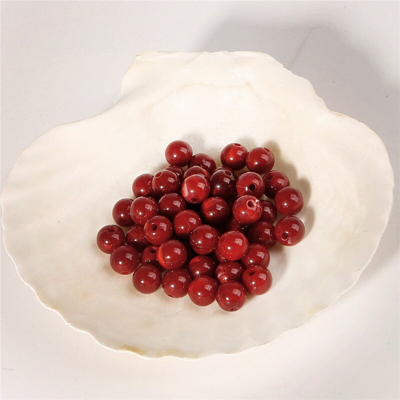 100pcs 6mm Acrylic Clouds Beads Effect Round BEADS Spacer Loose Beads For Jewelry Making Accessories DIY Bracelet Necklace: Burgundy