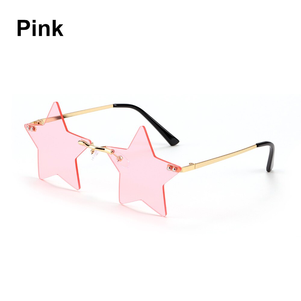 Gafas de sol clásicas con forma de estrella para hombre y mujer, lentes de sol sin montura, transparentes, a la , color océano: pink