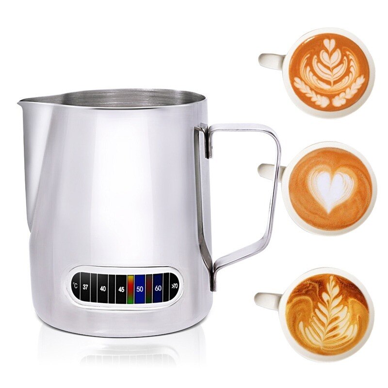 Kaffee Milch Aufschäumen Krug Mit Gebaut-in Thermometer, Edelstahl (20 unzen/600 ml)