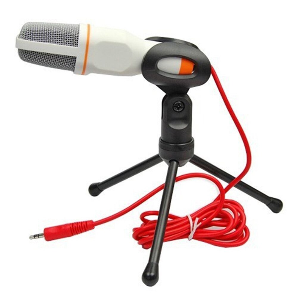 Microphone à condensateur haute sensibilité avec support, pour enregistrement, ordinateur portable, micro unidirectionnel: WHITE