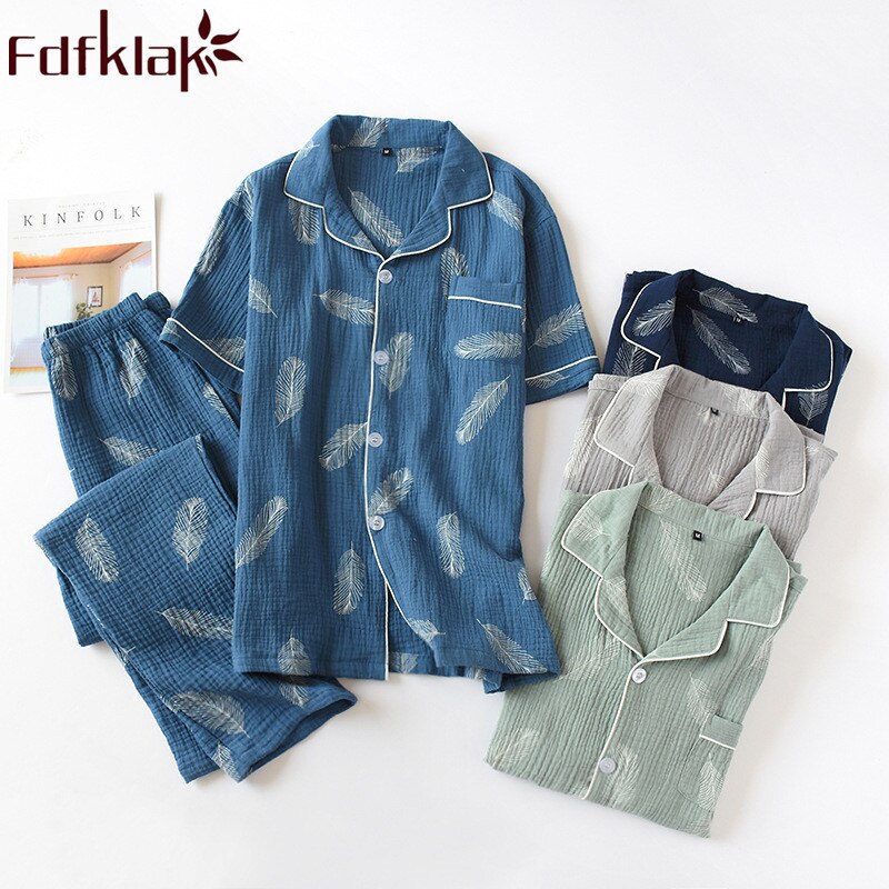 Neue Sommer Pyjamas Männer Pijama Set männer Pyjamas Baumwolle Kurzarm Nacht Anzug Männer Heißer Nachtwäsche 2 Stück Pyjama set Fdfklak