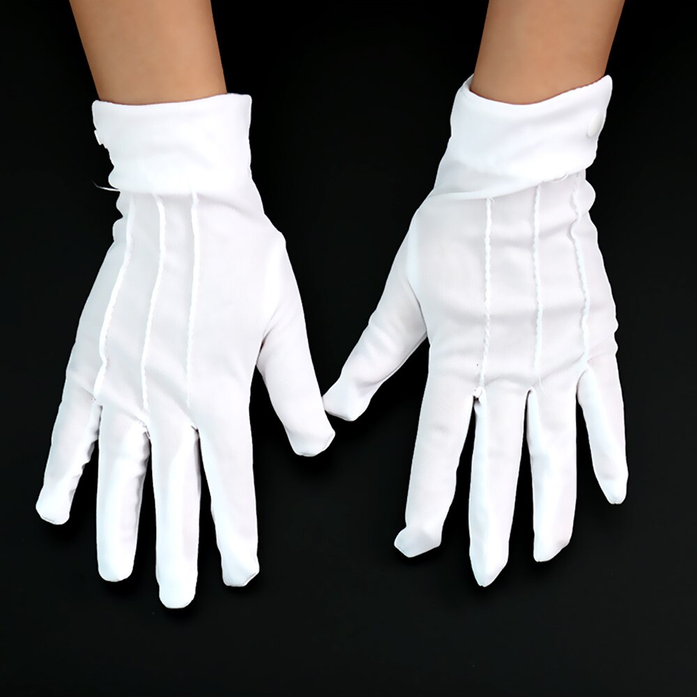1Pair Unisex White Cotton Formal Gloves Work for Catering Band Parades Inspection Magician Police Cleaning Tools