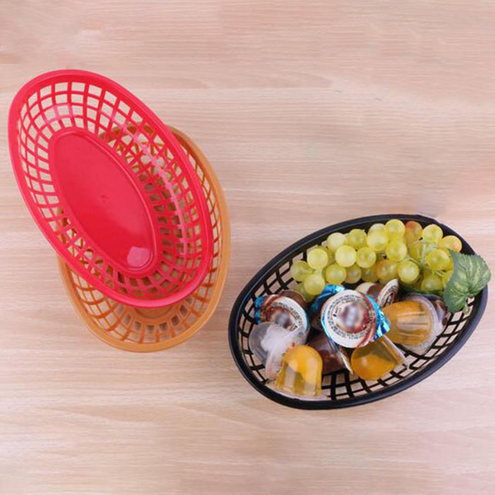 12Pcs Plastic Platter Oval Food Baskets For Fries Burgers Dog Cake Hamburger Plate Restaurant Supplies