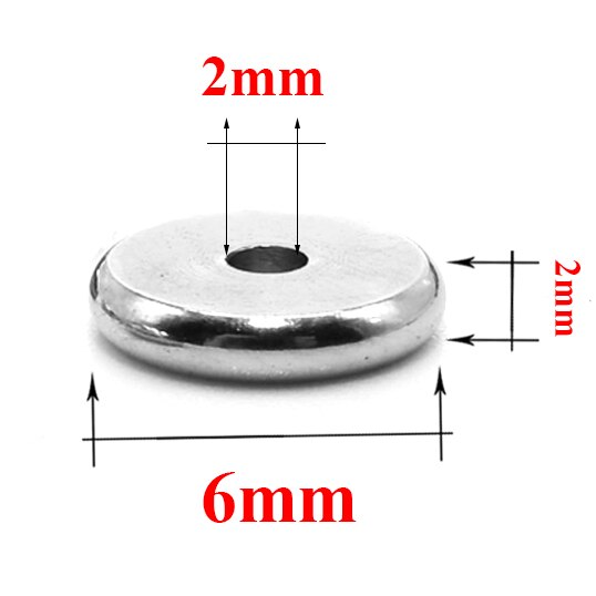 50 teile/los 4 5 6 8 10mm Edelstahl Flache Runde Perle verlieren Abstandshalter Perlen für DIY Schmuck Machen halskette Zubehör: 6x2mm