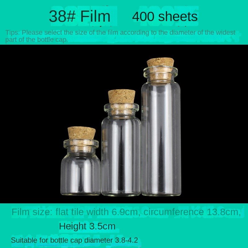 200 pièces/paquet Pvc transparent thermorétractable bandes pour bouteilles bouchons, pot bouche/bouchon diamètre 42mm H 34mm posé à plat largeur 68mm