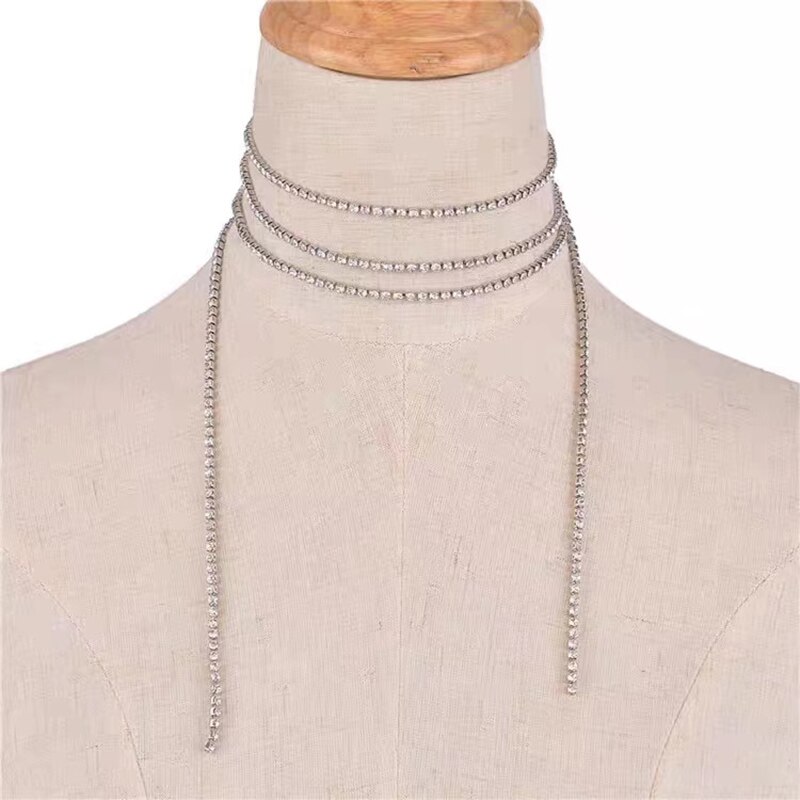 Diy Lange Grootte Crystal Geometry Zilver Kleur Chain Kettingen Voor Vrouwen Ketting Vrouwelijke Boho Sieraden X0114