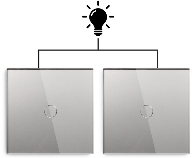 Bseed-Interruptor de escalera intermedio Mvava, 1 Gang, luz esclavo Maestro de la UE, táctil, Panel de cristal blanco y gris, mejora del hogar: Grey 2 Pieces