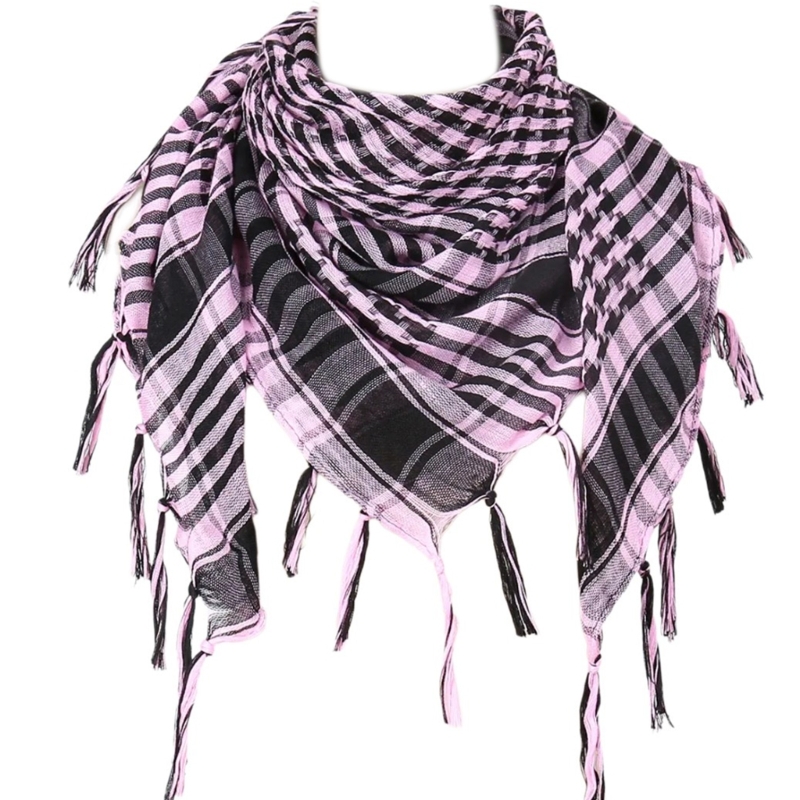 Elegante lenço shemagh com franjas xadrez xale árabe para homens mulheres muçulmanos à prova poeira lenço no pescoço do: Rosa