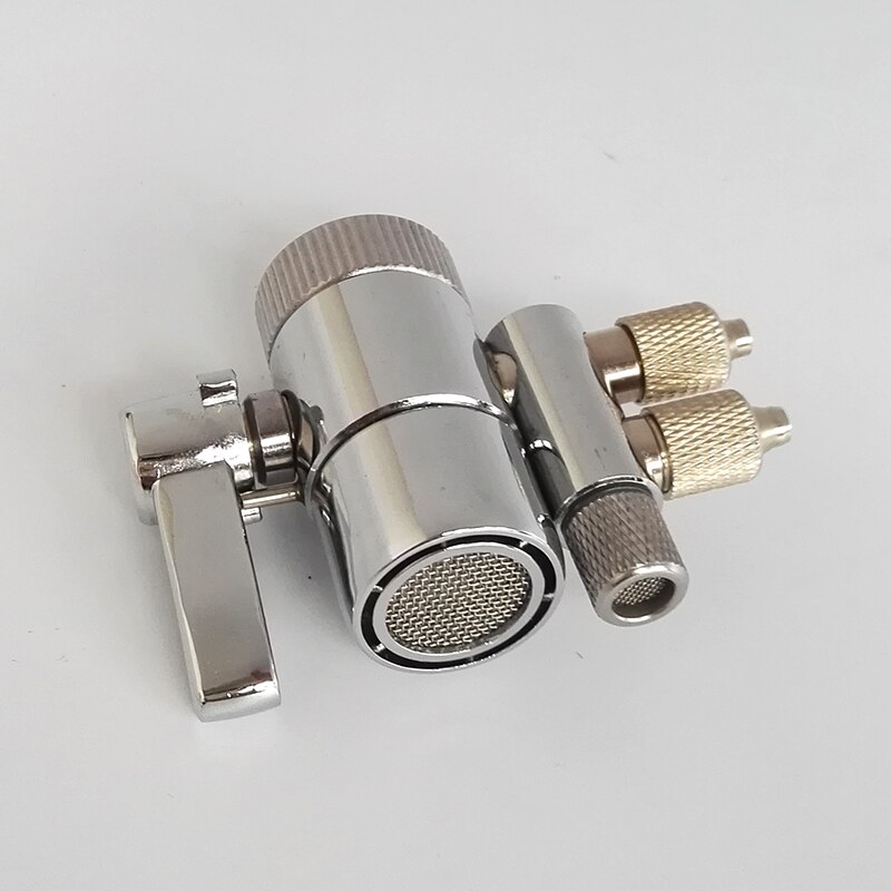 Aireador de grifo de Metal cromado adaptador de desviación Dual para purificador de agua, accesorios de irrigador Oral, interruptor de válvula