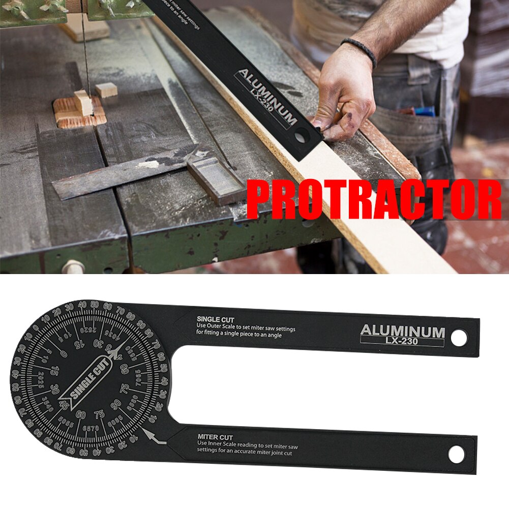 7inch Angle Finder Accessories Black Rust Proof Single Cut Aluminum Miter Saw Protractor Measure Tool Home Easy Read Woodworking