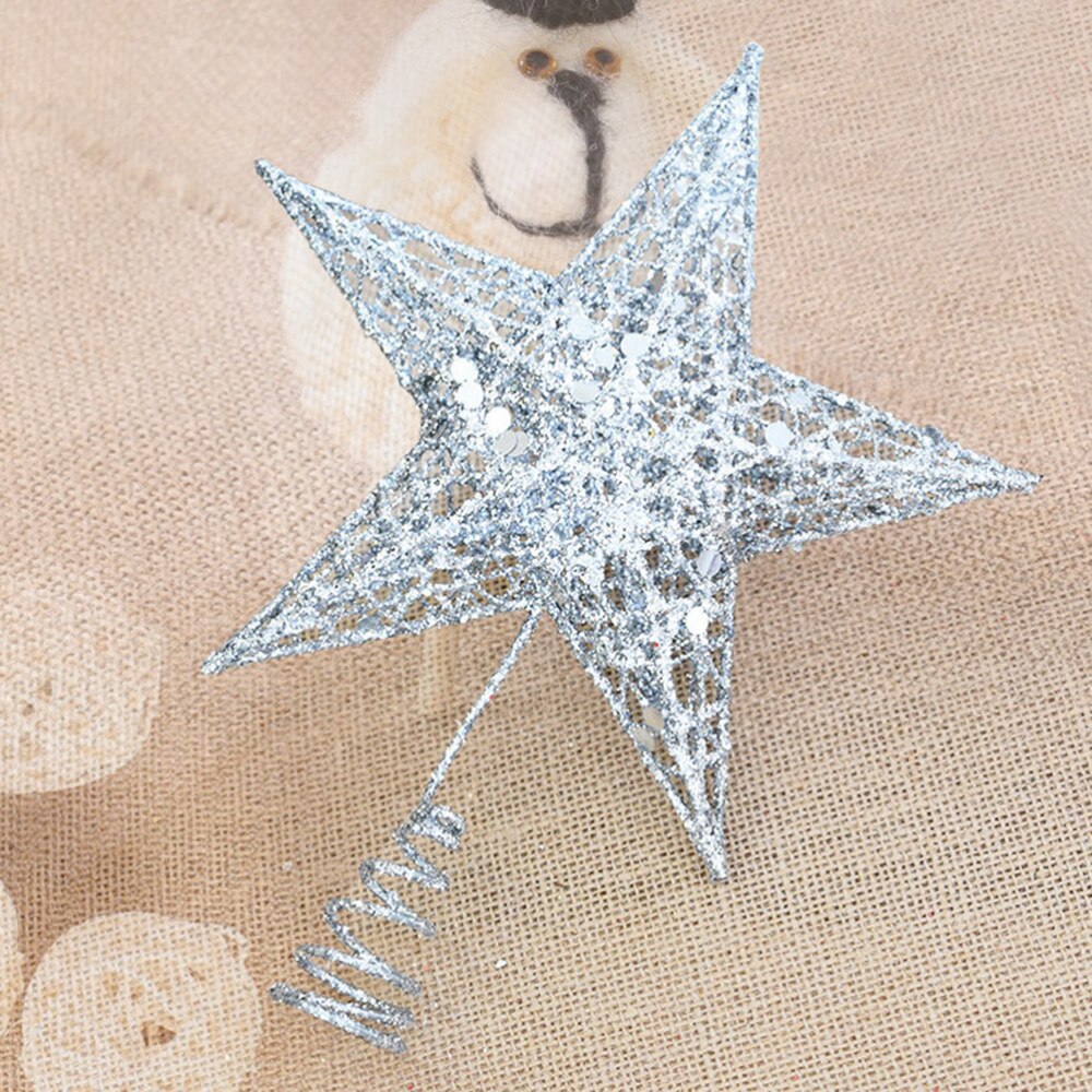 20cm étoile décoration sommet de sapin 5 pointu paillettes arbre de noël brillant ornement pour la fête à la maison (rouge)