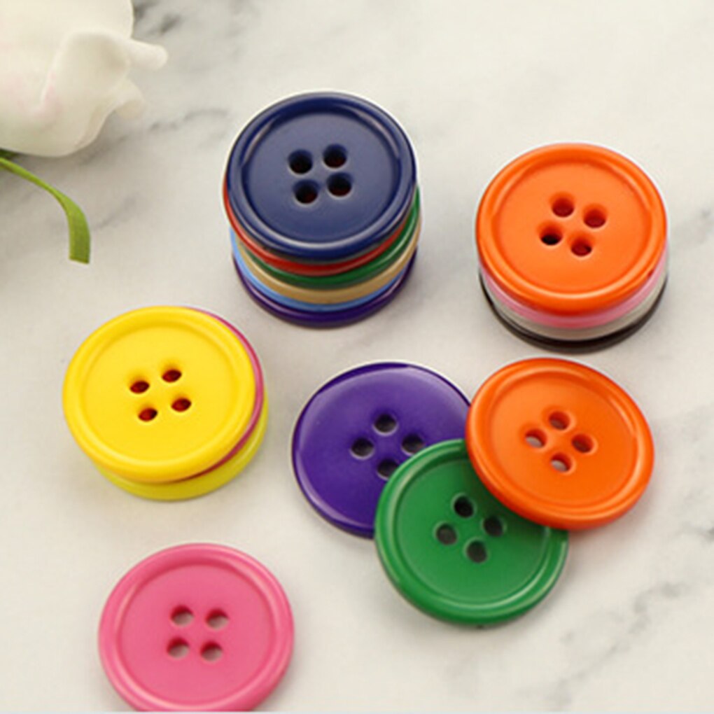 100 Stuk Kleurrijke Naaien Knoppen Plastic Gemengde Kleur Diy Ronde 4-Gaten Naaien Scrapbooking Knoppen