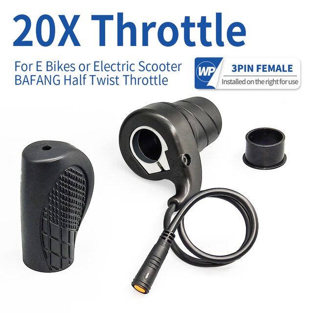 Electric Bike Twist Throttle Right Handle Throttle BAFANG 20X Half Waterproof/SM Connector for EBikes: 20X WP Plug