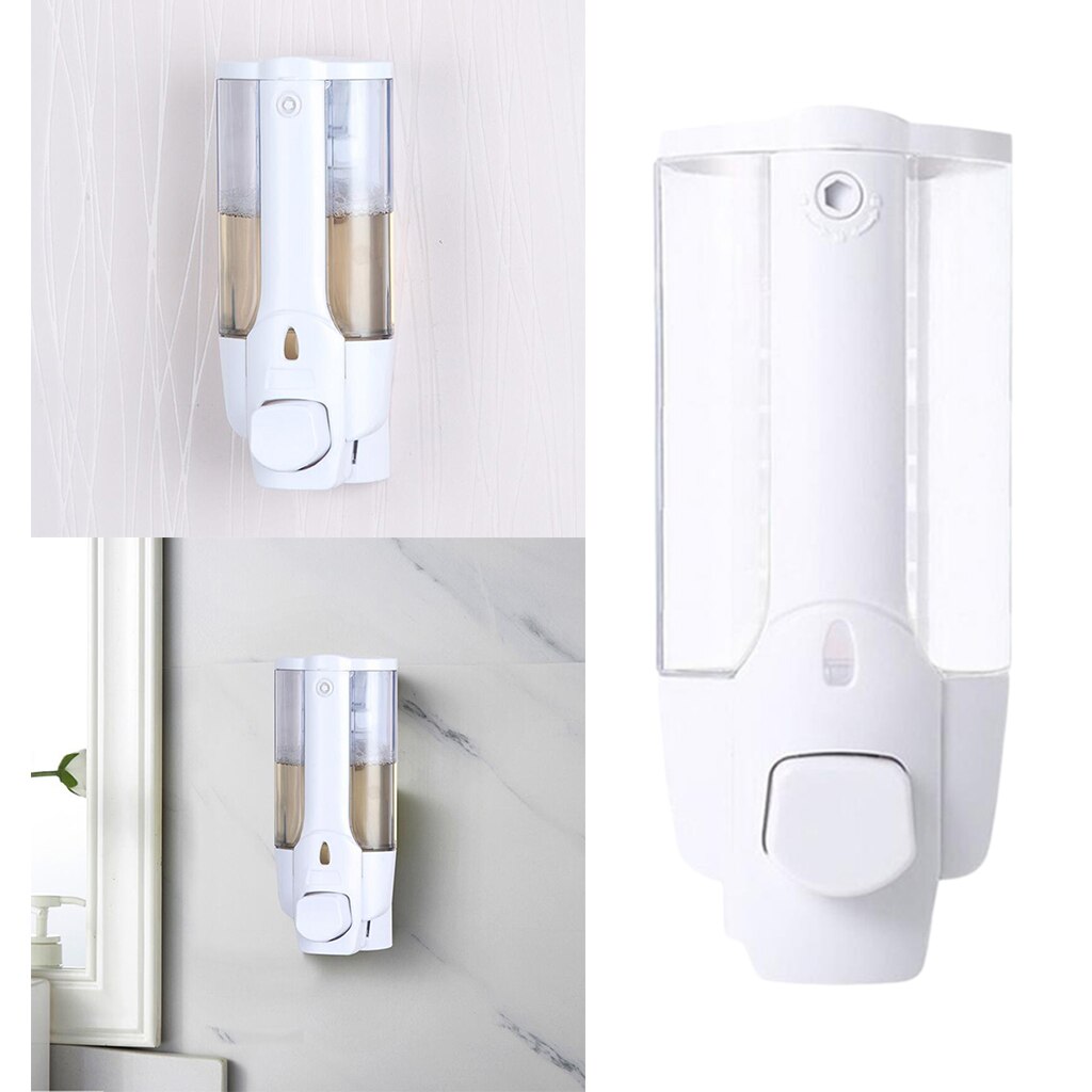 Liquid Soap Dispenser Wall Mount System Alcohol Conditioner Sanitizer Bottle: White