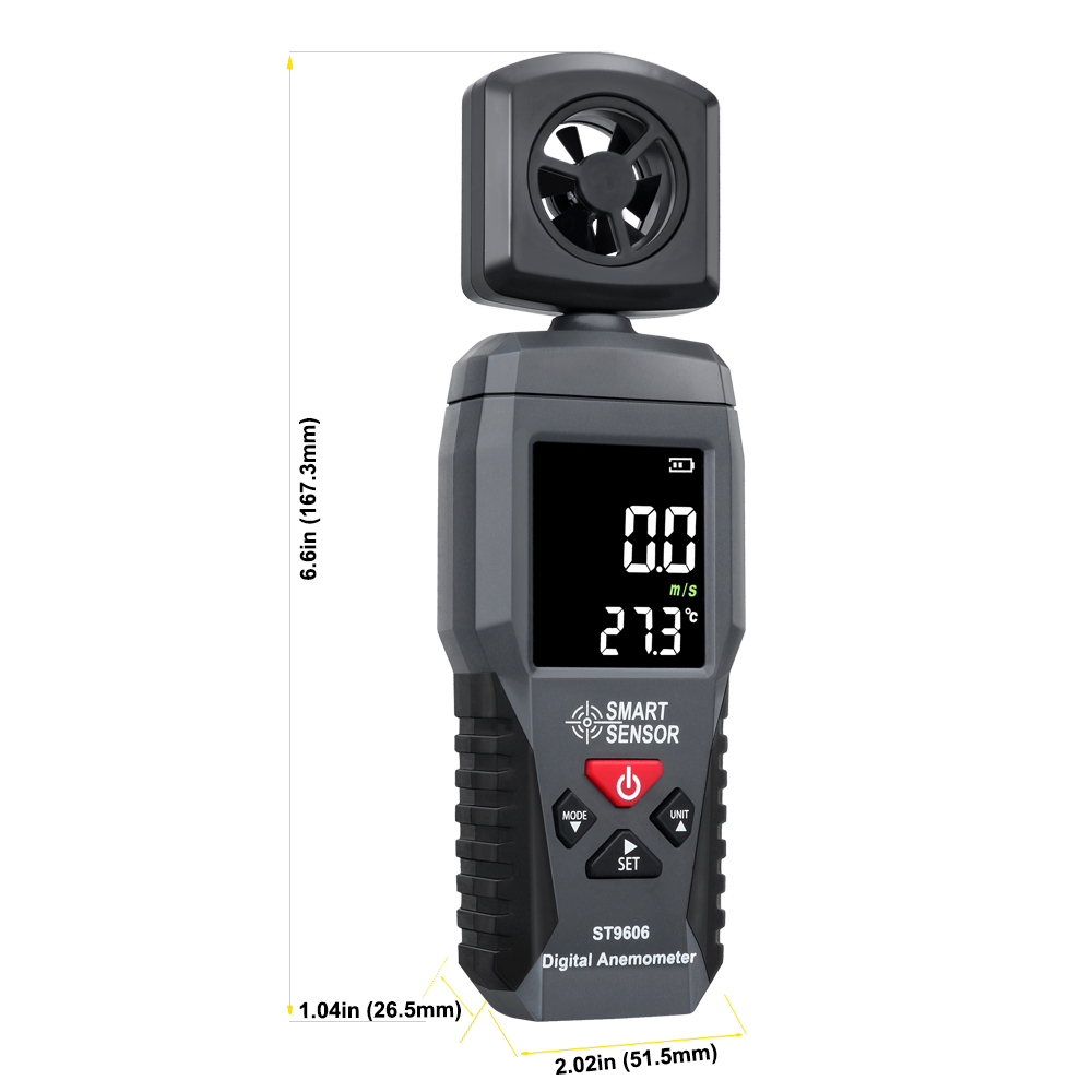 Digitale Draagbare Lcd Anemometer Thermometer Windsnelheid Meten Meter Luchtsnelheid Gauge 4 Bereik Hoge Lage Alarm ST9606