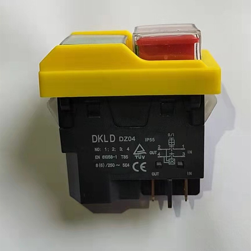 DKLD DZ04 – interrupteur à bouton-poussoir électromagnétique étanche à 4 broches, démarrage et arrêt pour rectifieuse, 250v ac 8(6)A
