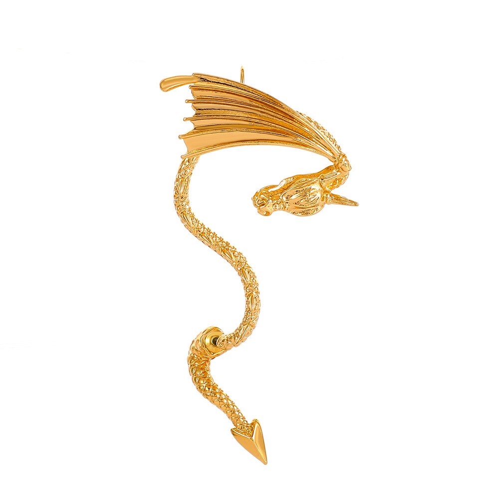1pc vintage flue drage clip øreringe til kvinder punk guld farve piercing øre manchet hængende ørering trend fest smykker 2022: Guld