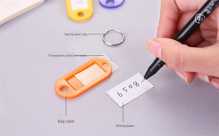 Diysomes 30 stk farverige plastik nøgleringe sprog id tags labels nøgleringe navne tags med split ring til bagage bagage tag