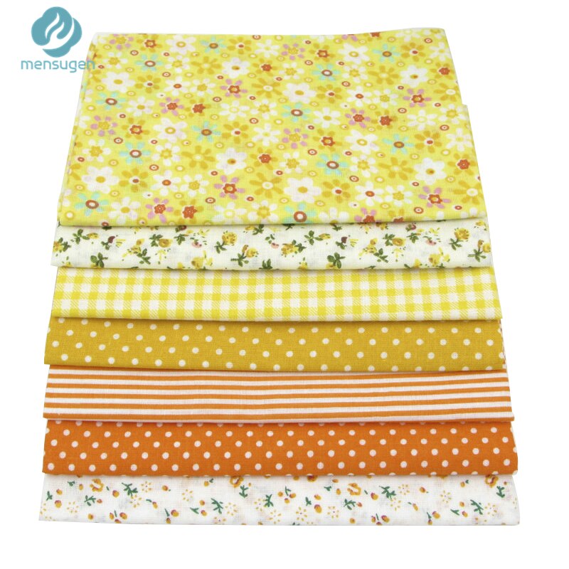 Tela para colchas de algodón de 100% amarillo de 7 Uds., para costura DIY, Patchwork, ropa de cama para niños, bolsas Tilda Doll, telas para bebés, tela de 50*50cm