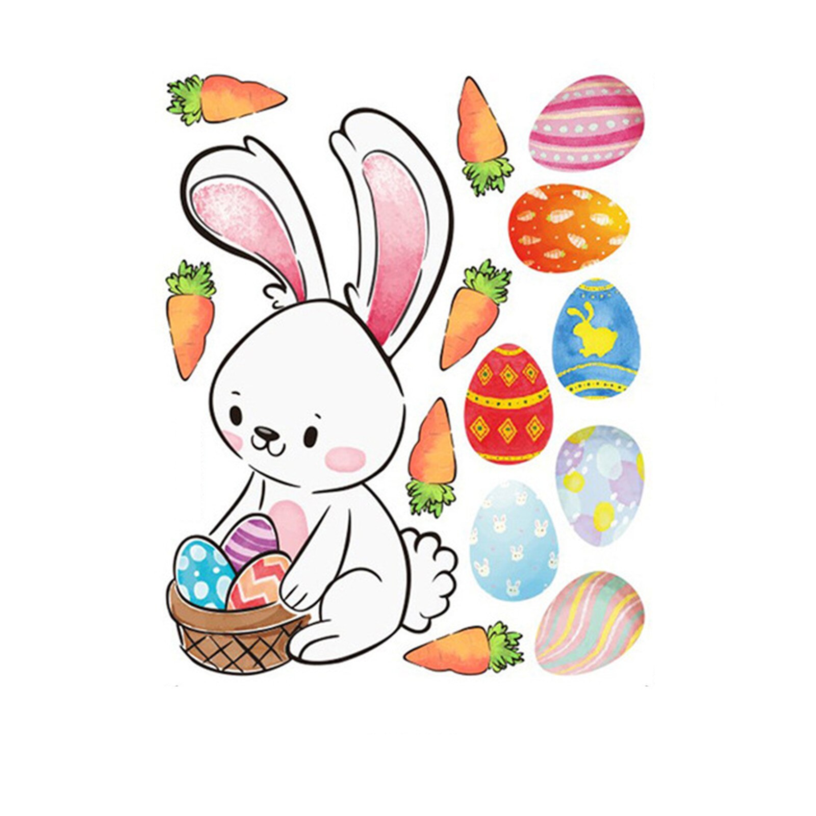 Happy Easter Bunny Egg Electrostatic Sticker Window Glass Refrigerator Sticker Home Decoration Mall Easter Wall Stickers#30: A