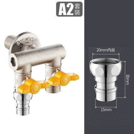 big flow DN15 Brass water valve bathroom faucet valve water inlet valve washing machine splitter angle valve: A2