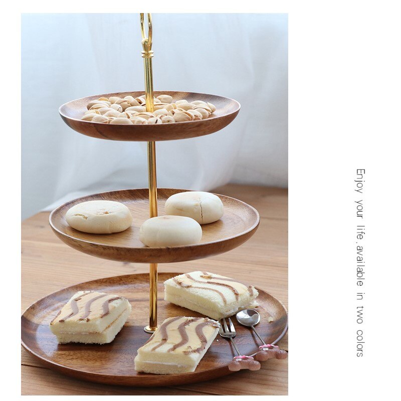 3-Tier Houten Lade Multifunctionele Dessert Fruit Gebak Cake Chocolade Opslag Opslag Plaat Bruiloft Verjaardag Feest Display Rack