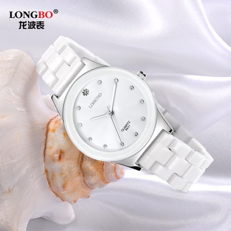 Luxury White Ceramic Water Resistant Classic Easy Read Sports Women Wrist Watch Top Lady Rhinestone watch