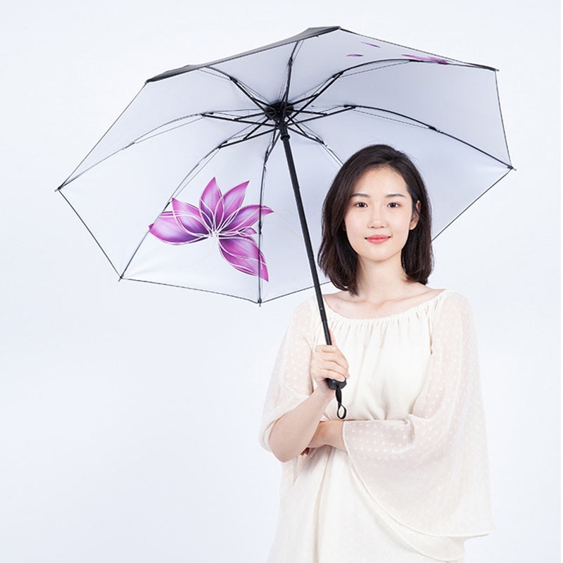 Yada lila lotusblommor paraply för kvinnor hopfällbara prinsess paraplyer blommigt vattentätt paraply parasoll parapluie  ys200039