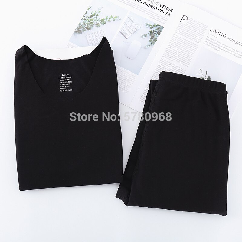 Winter 168-190cm hoch Frauen spurlos Samt Thermal- Unterwäsche Dame Wärmer passen Super groß lang Heizung Kleidung Bodenbildung Shirt: Schwarz passen / XL