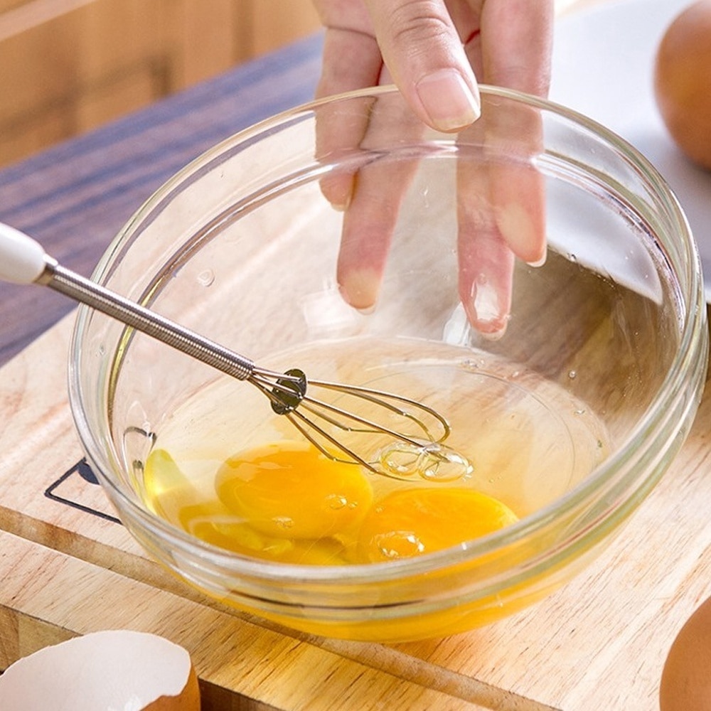 Kitchen Small Tools Manual Spring Handle Stainless Steel Egg Whisk Egg Mixer Baking Utensils Chinese Egg Agitator Cooking Tools