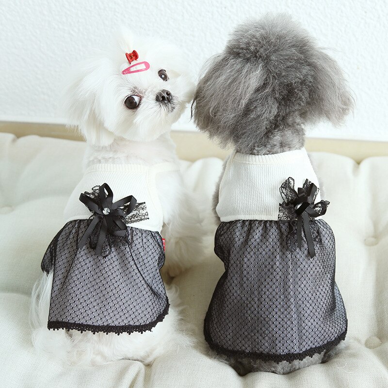 Falda de malla negra para muñeca, vestido de perro y mascota, productos de algodón para perros, gatos, conejos, Chihuahua, ropa de perro de peluche,