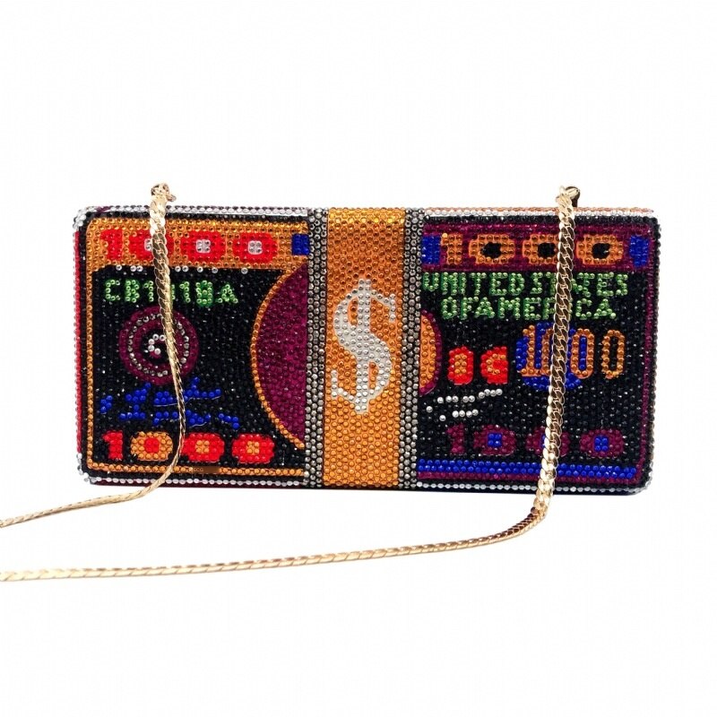 Diamond Evening Bag Is like a Dollar Drilling Bag Foreign Trade Banquet Square Hand Bag Dollars: Default Title