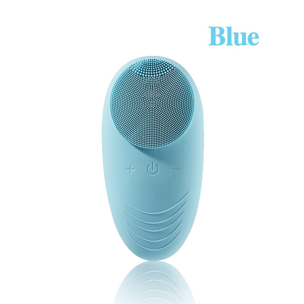Usb draagbare siliconen gezichtsreiniger borstel gezichtsmassager elektrische mini vibrerende gezichtsreiniger borstel waterdicht huidverzorgingsapparaat: Blauw