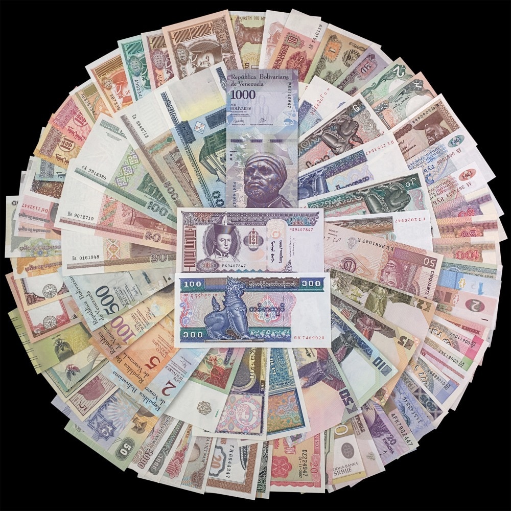 Lote de 100 Uds., juego de notas del mundo diferentes de 30 / 50 países, ! , 100% auténtico, UNC