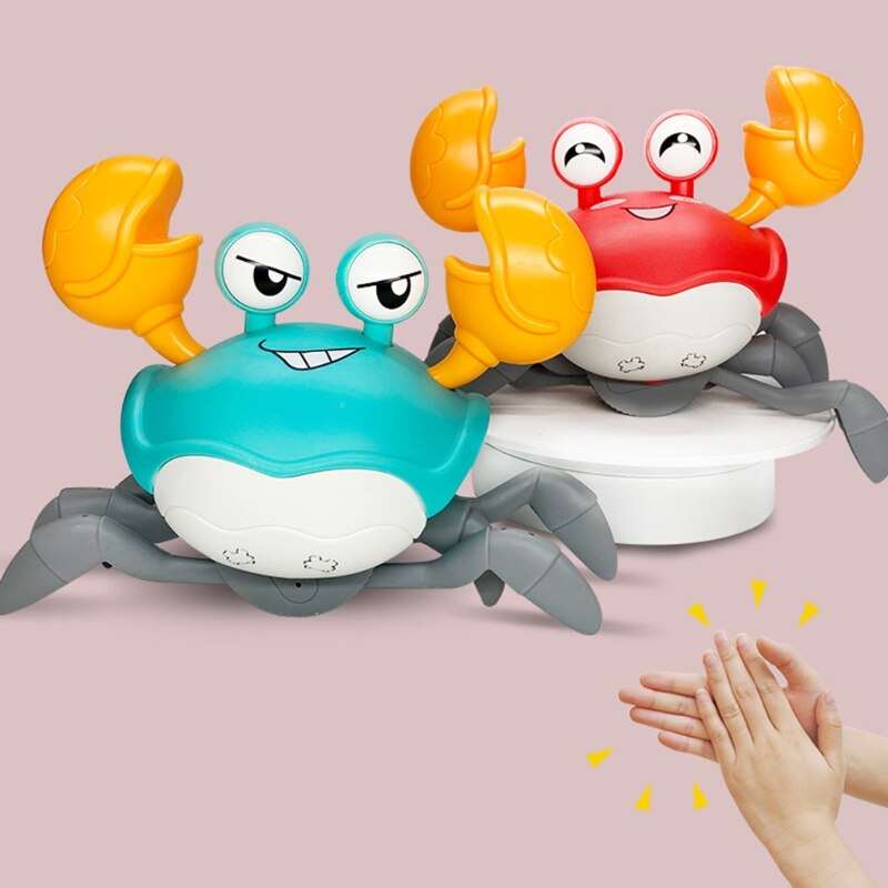 Cartoon Electric Voice Control Crawl Big Crab Toy with Light Projection Animal Model for Kids Children Development WXTD