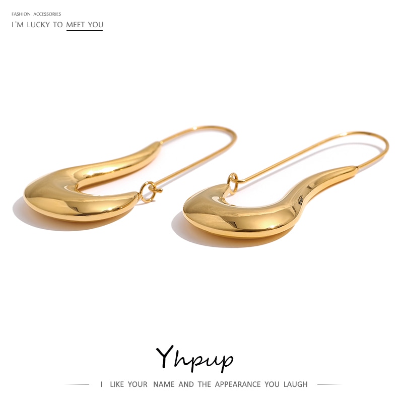 Yhpup 316L roestvrij staal geometrische hoepel oorbellen minimalistische metalen 18K vergulde oorbellen waterdichte sieraden voor vrouwen cadeau