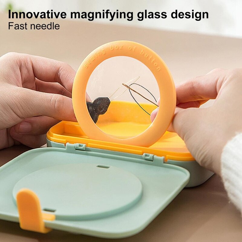 Storage Double-Layer Sewing Box Set with Magnifying Glass Classification Storage Household Set Sewing Supplies