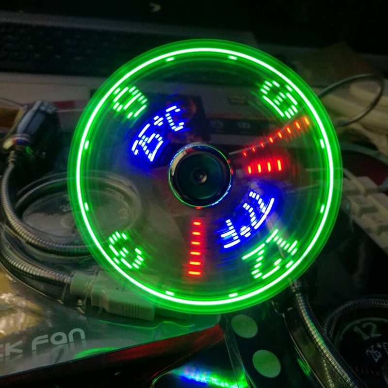 USB Fans Mini Time And Temperature Display Gft With LED Light Cool Gadgets Products For Laptop PC