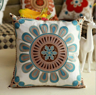 Nasjonal stil puter blomster og dekorative putevar håndlagde broderte almofadas para sofa: 5 no fylling