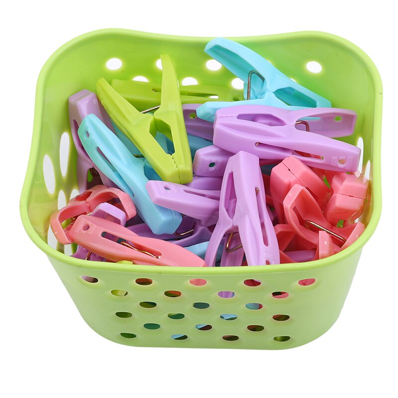 30PCS Plastic Laundry Clothes Pegs Decorative Clothes Pegs Clothespin Organizer Towel Washing Clips Large With Storage Basket