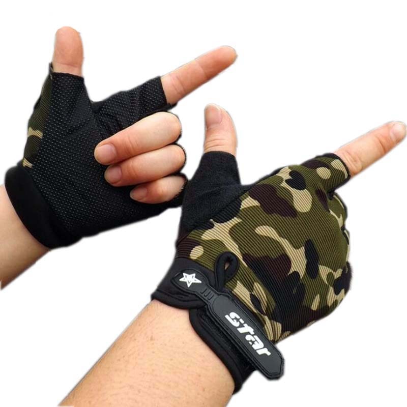 Mannen Fietsen Handschoenen Camouflage Half Vinger Fiets Handschoenen Voor Fiets Anti-Slip Zacht Ademend Fietsen Wanten Fitness Sport