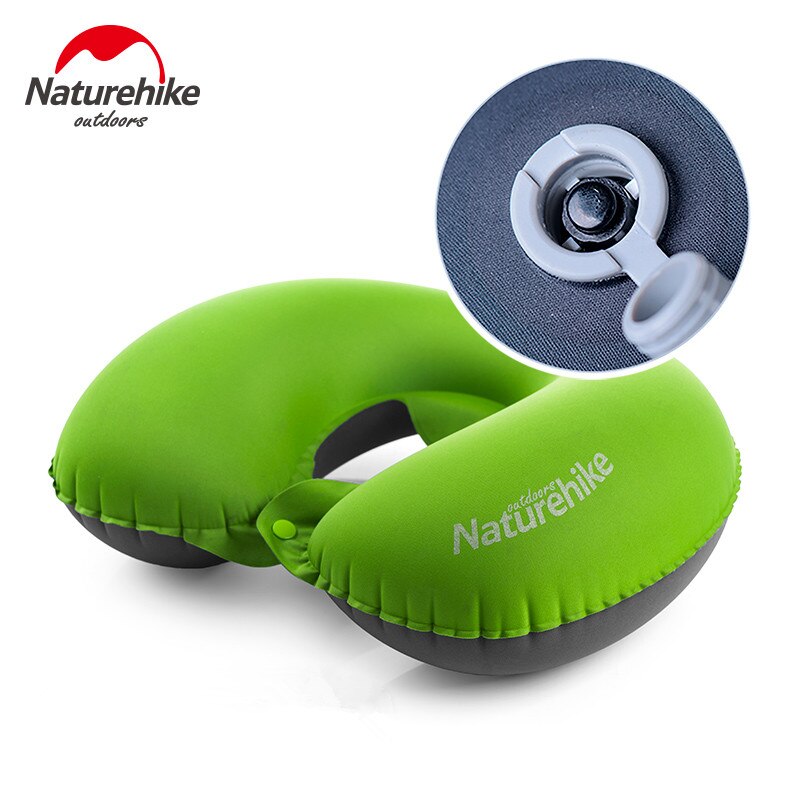 Naturehike Nekkussen Opblaasbare Reizen Kussens Compacte Draagbare Hoofd En Nek Ondersteuning Air Kussens U Vorm Hoofdsteun Kussen: green
