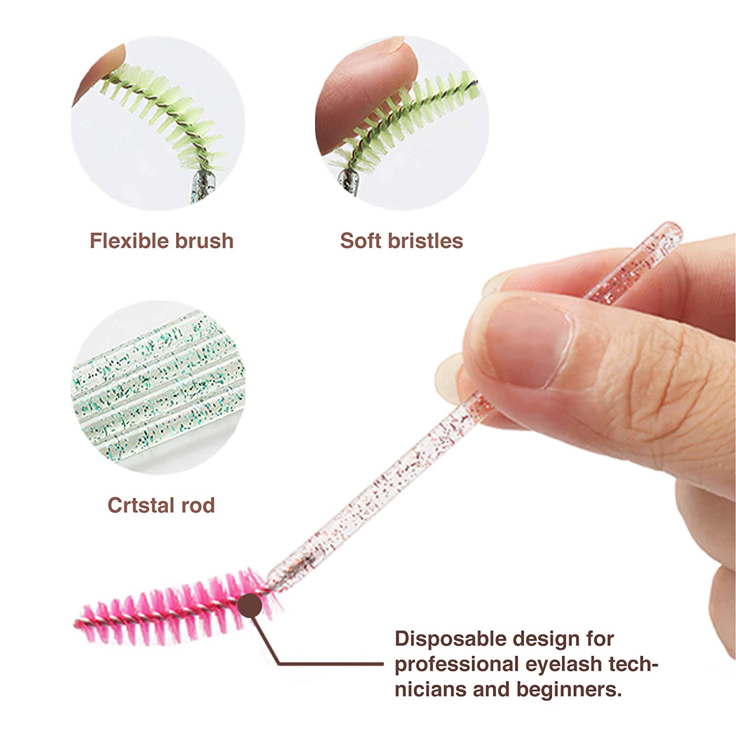 50/100Pcs Eyelash Brushes Reusable Eyebrow Brushes Mascara Wands Applicator Brushes Eyelash Comb Brushes Spoolers Makeup Brush