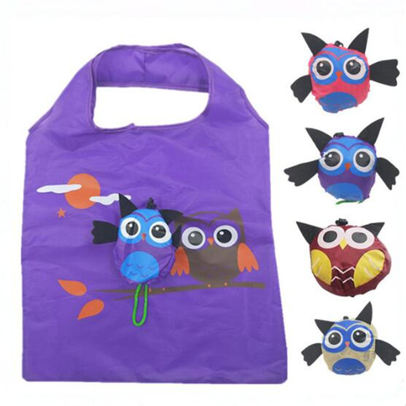 Cute Animal Owl Shape Folding Shopping Bag Eco Friendly Ladies Foldable Reusable Tote Bag Portable Travel Shoulder Bag